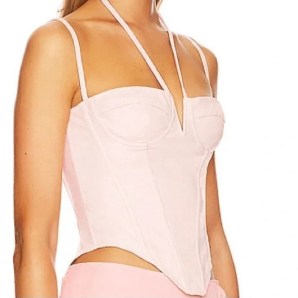 Miaou Aphex Corset Faux Leather Top in Rose Pink - Picture 2 of 11